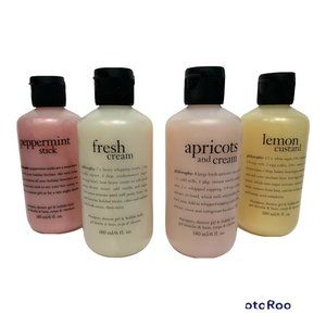 New 4 6 oz Bottles Philosophy Shower Gel Shampoo .Cream Peppermint Lemon Apricot